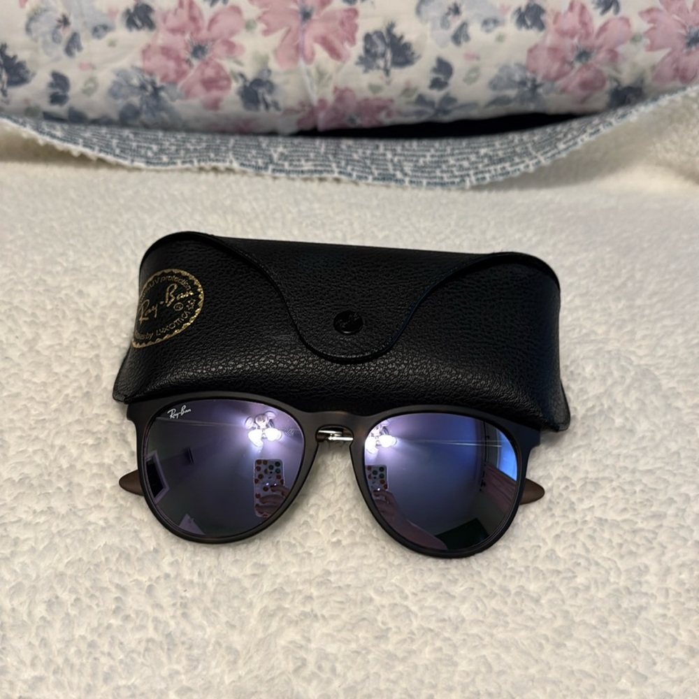 Ray-Ban Erika classic with purple lenses and silver flash.
